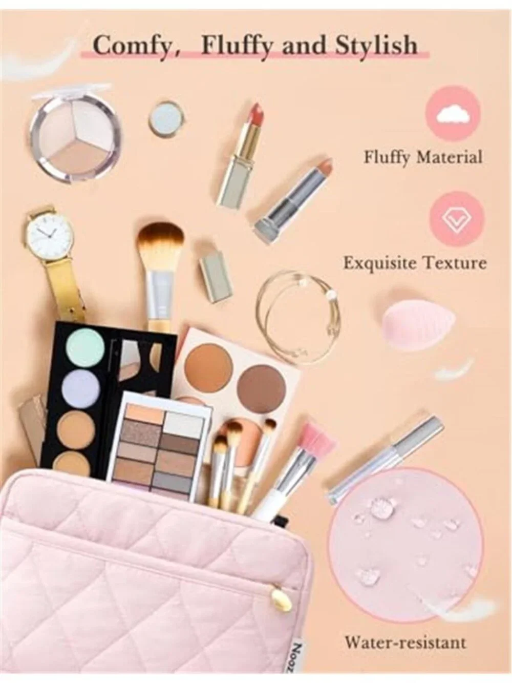 Womens Makeup Bag Travel Cosmetic Organizer Water Resistant Toiletry Pouch Case